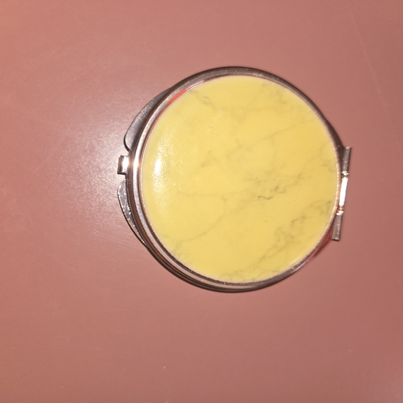 The Unbranded Brand Other - Vintage Yellow Marbled Look With Rose Gold Accents Purse Make Up Mirror